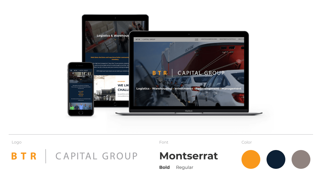 BTR Capital Group website mockups and basic branding
