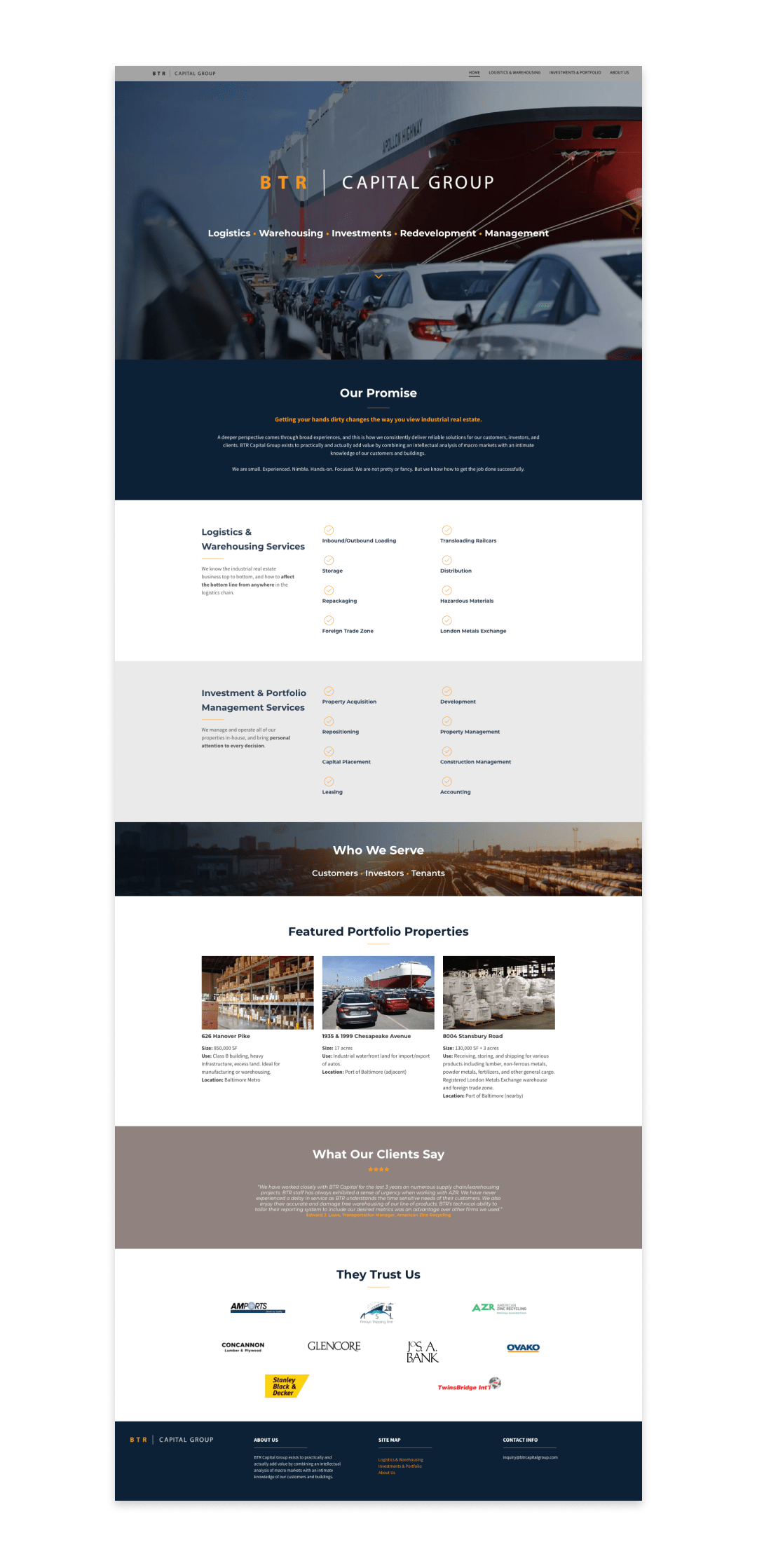 BTR Capital Group Website Home Page