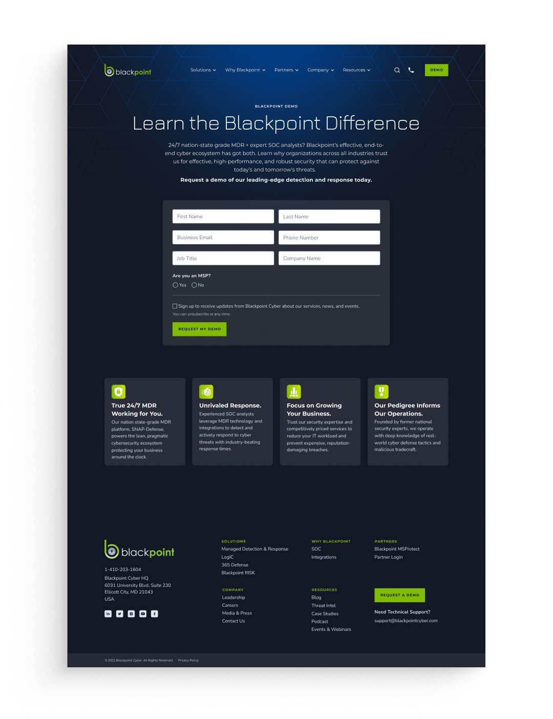 Blackpoint Cyber website Resource Library page mockups