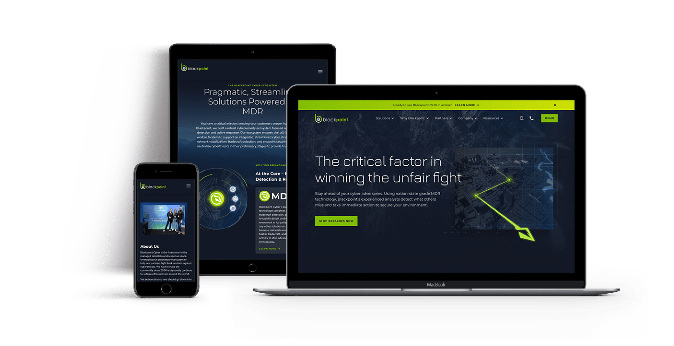 Blackpoint Cyber website mockup on multiple devices